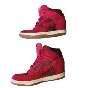 Burgundy Camo Nike Sky Hi Dunk Hidden 2.5 Wedge Lime Green inner sz8